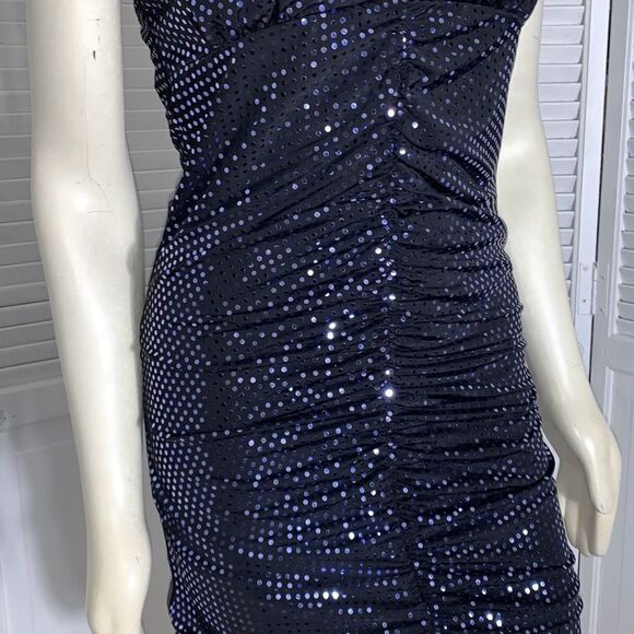 Vintage Taboo Black Stretchy Halter Sequin Dress Size Medium - Picture 5 of 14